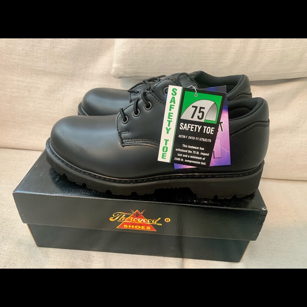 NEW mens Thorogood Leather Academy Oxford Safety Toe shoes size 10 M